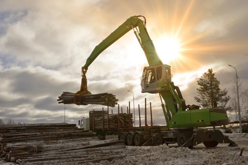 forest machine in woodyard